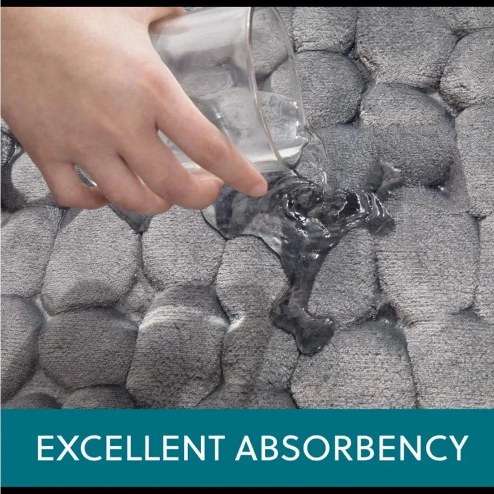 Oasis Spaces High Absorption Cobblestone Memory Foam Bathroom Mat BROWN NEW